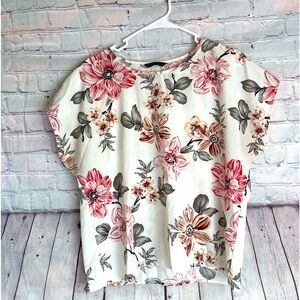 SHEIN - WHITE BLOUSE WITH FLORAL PRINT size XL